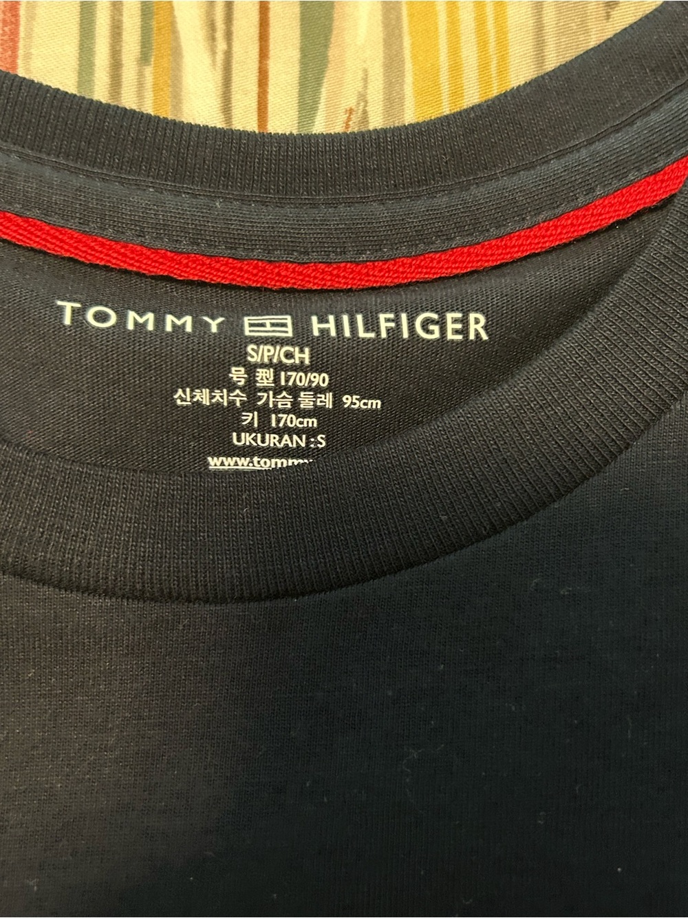 Tommy Hilfiger Black Tee with Red Neck Trim